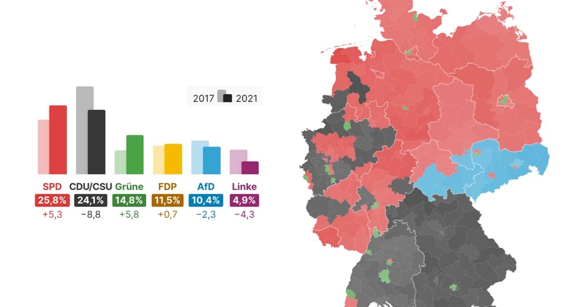 Bundestagswahl 2021: Ergebnisse der Wahlkreise, mögliche Koalitionen, Auswertungen in Karten und 